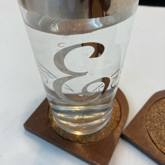 6 Wood Coasters Wood And Cork with Folk Art Coasters Box VTG - Picture 5 of 13